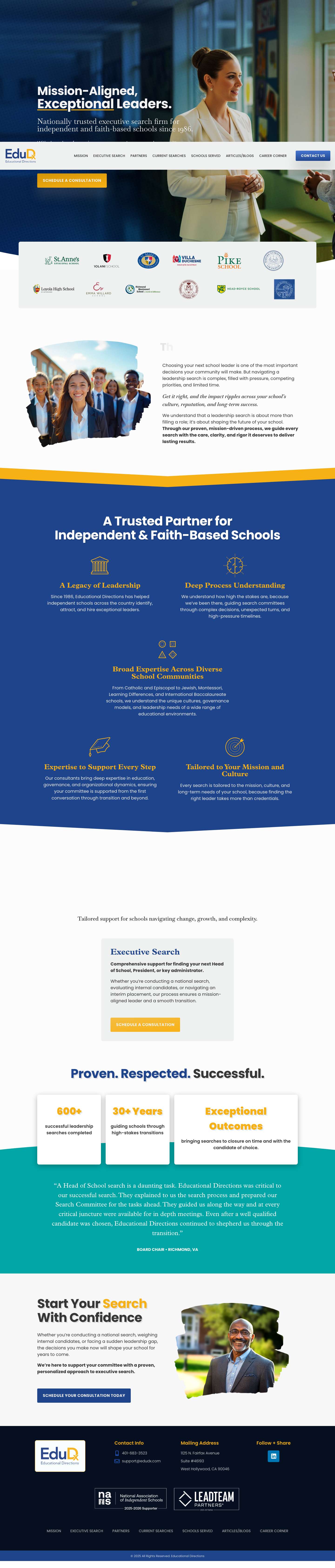 Educational Directions – Exceptional, Mission-Aligned Leaders for Independent and Faith-Based Schools - Full Screenshot