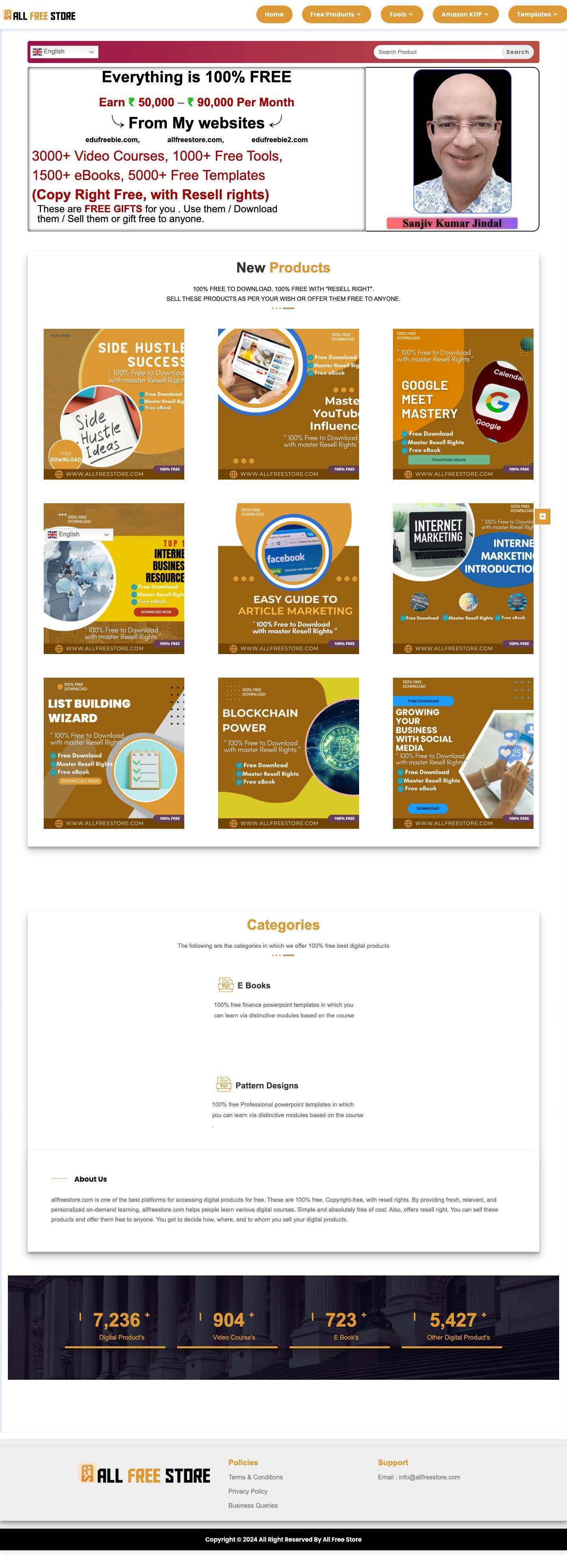 Digital Products- All Free Store 100% Free Products With Resell Rights - Full Screenshot