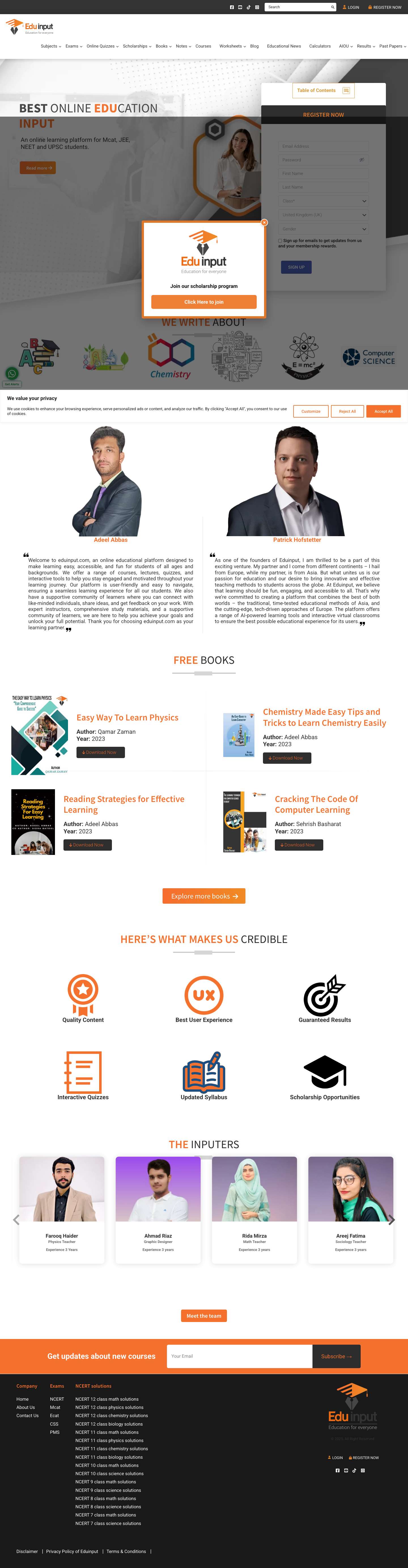 Eduinput- Online tutoring platform for Math, chemistry, Biology Physics - Full Screenshot