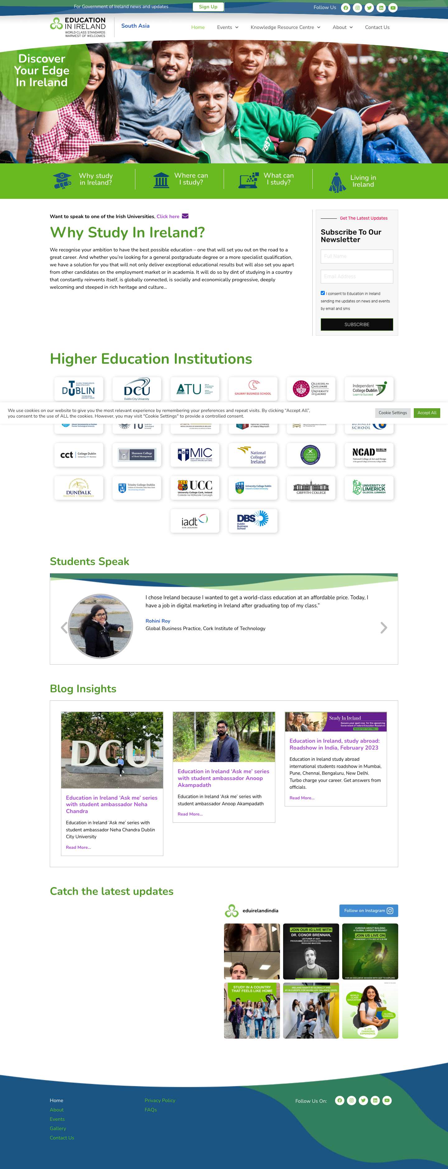 Home - Education in Ireland - South Asia - Full Screenshot