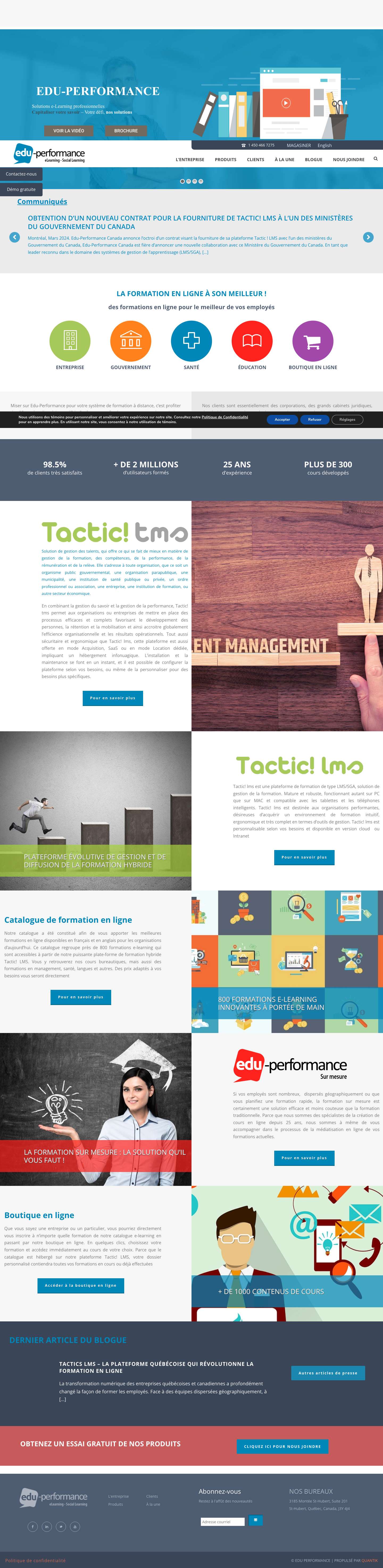 Plateforme LMS : Formation E-Learning en Ligne | Edu-Performance - Full Screenshot