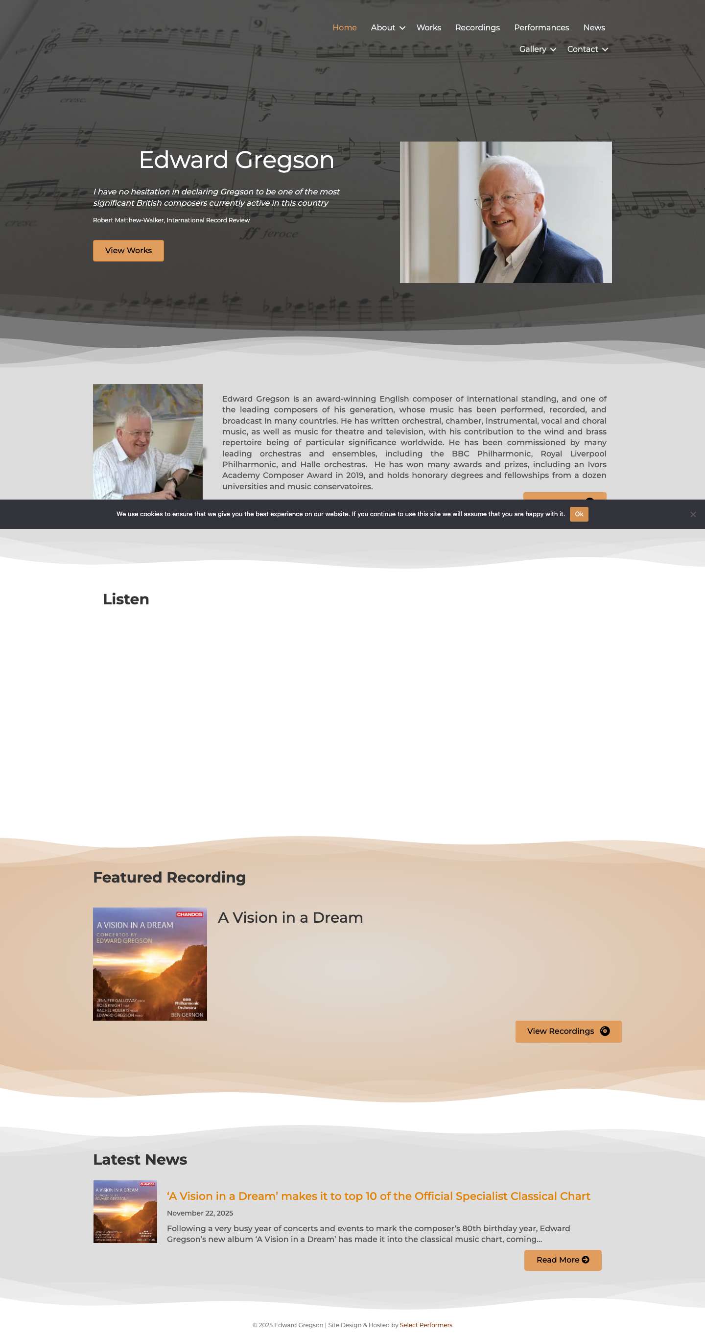 The Official Edward Gregson Website - Full Screenshot