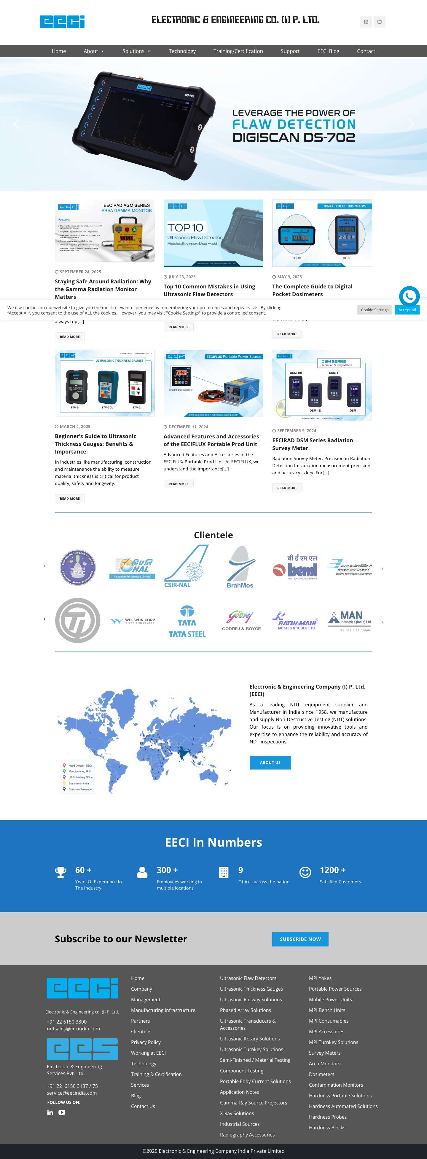 EECI | Leading NDT Equipment Supplier in India Since 1958 - Full Screenshot