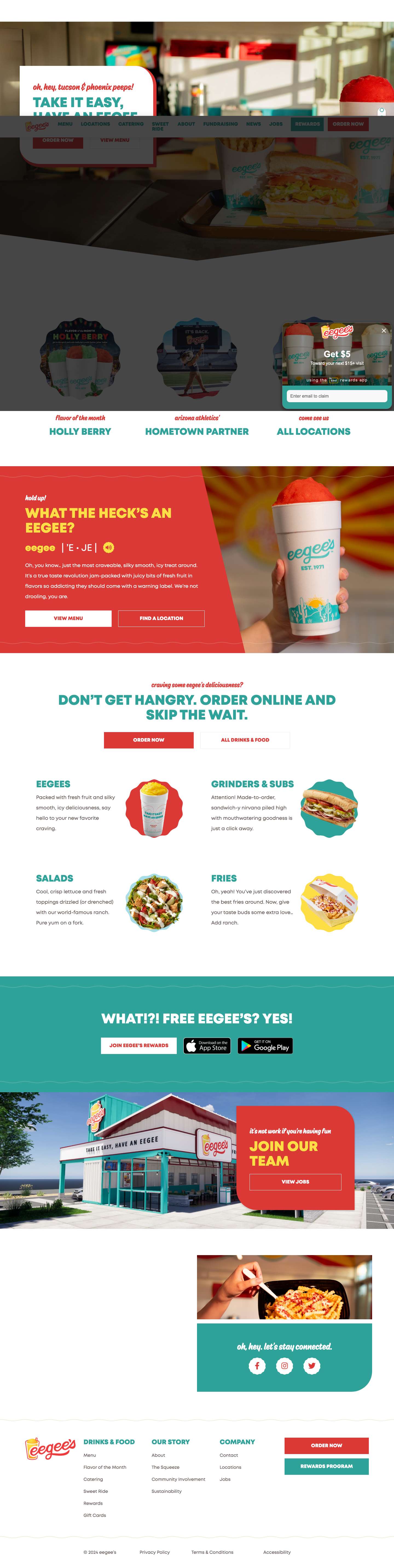 eegee's | Take It Easy, Have An eegee | Phoenix & Tucson, AZ - Full Screenshot