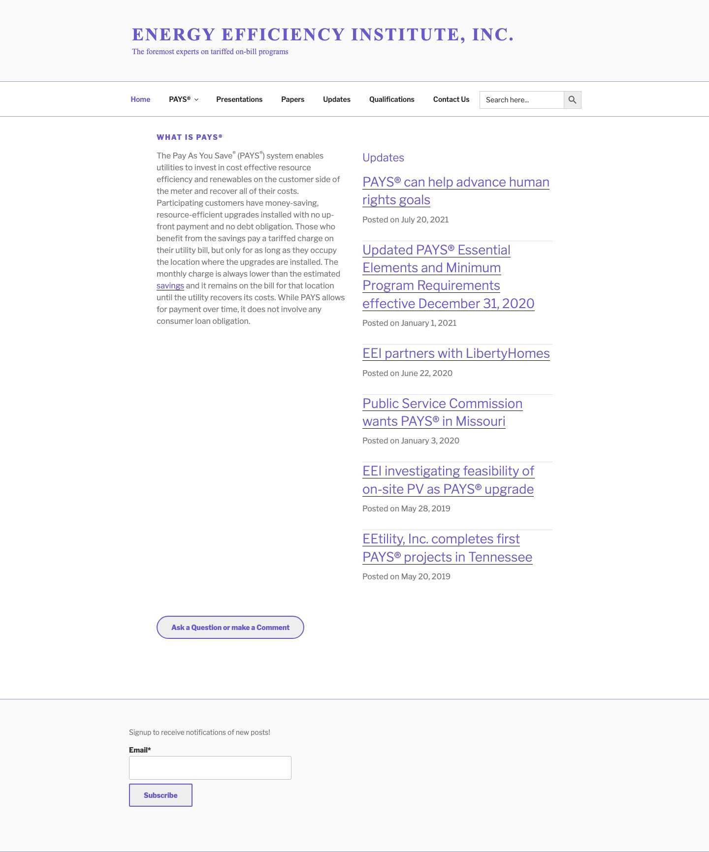 Energy Efficiency Institute, Inc. – The foremost experts on tariffed on-bill programs - Full Screenshot