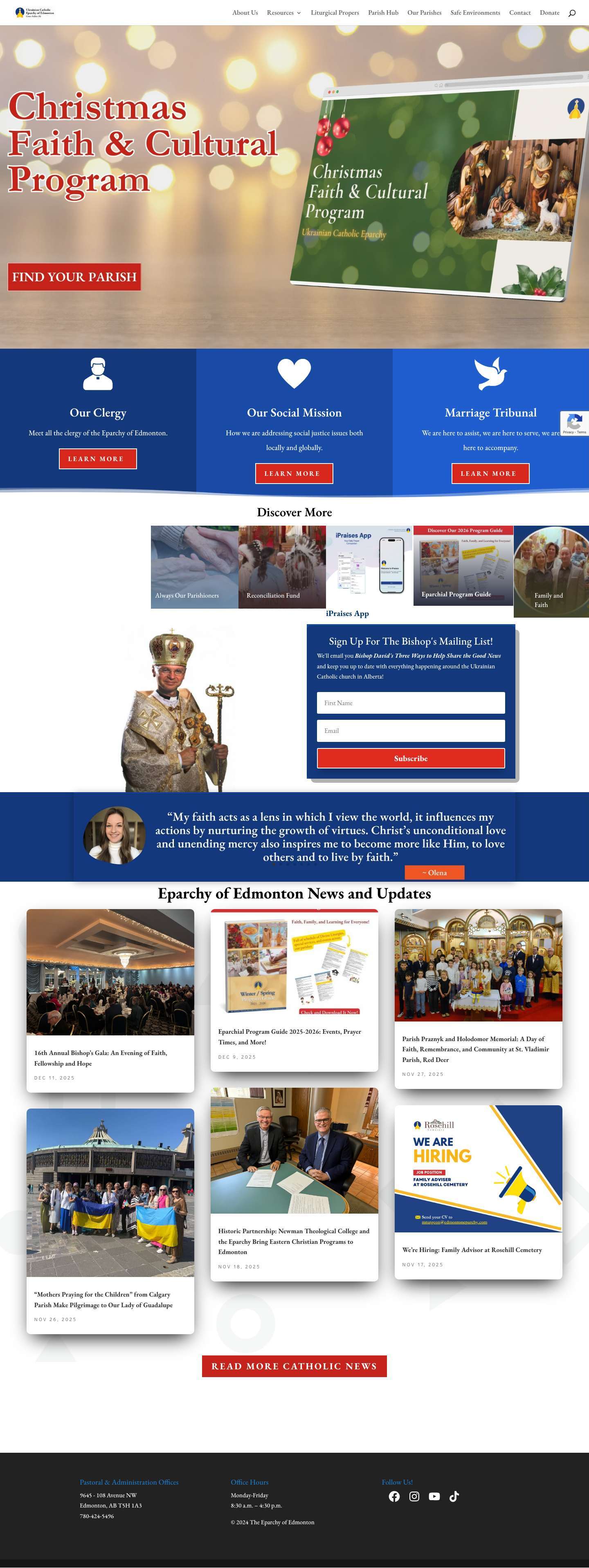 Edmonton Eparchy | Catholic Church in Alberta - Edmonton Eparchy - Full Screenshot