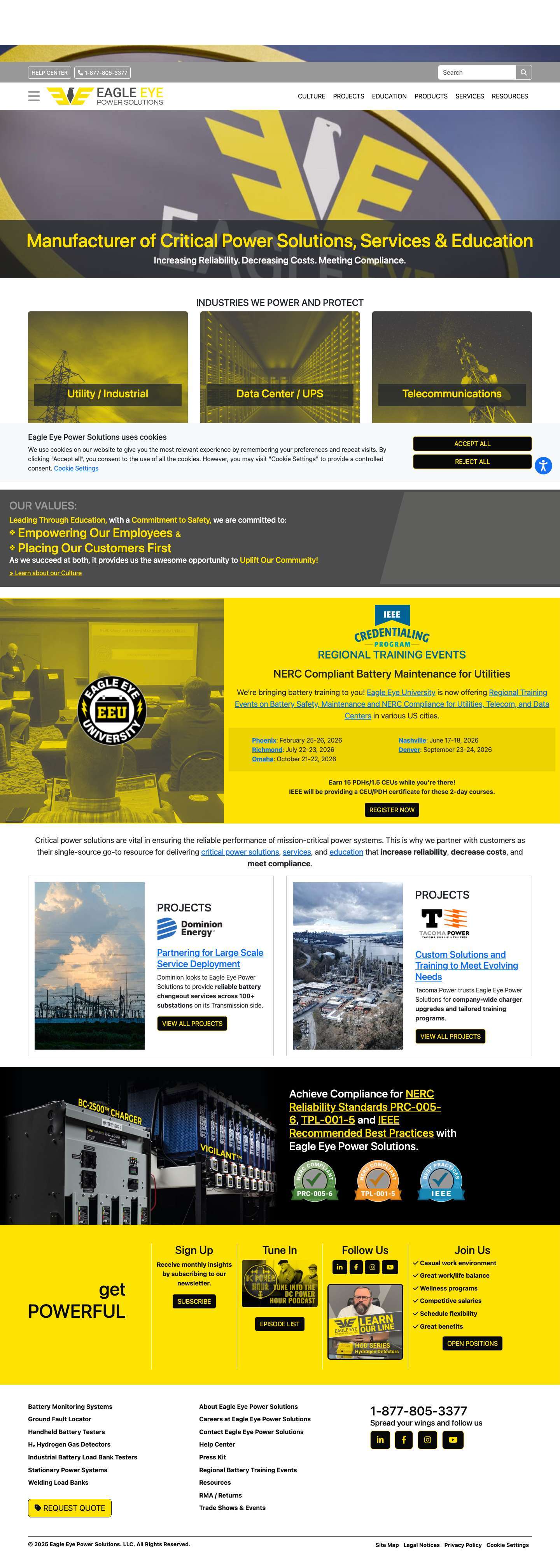 Critical Power Solutions, Services, and Education - Eagle Eye Power Solutions - Full Screenshot