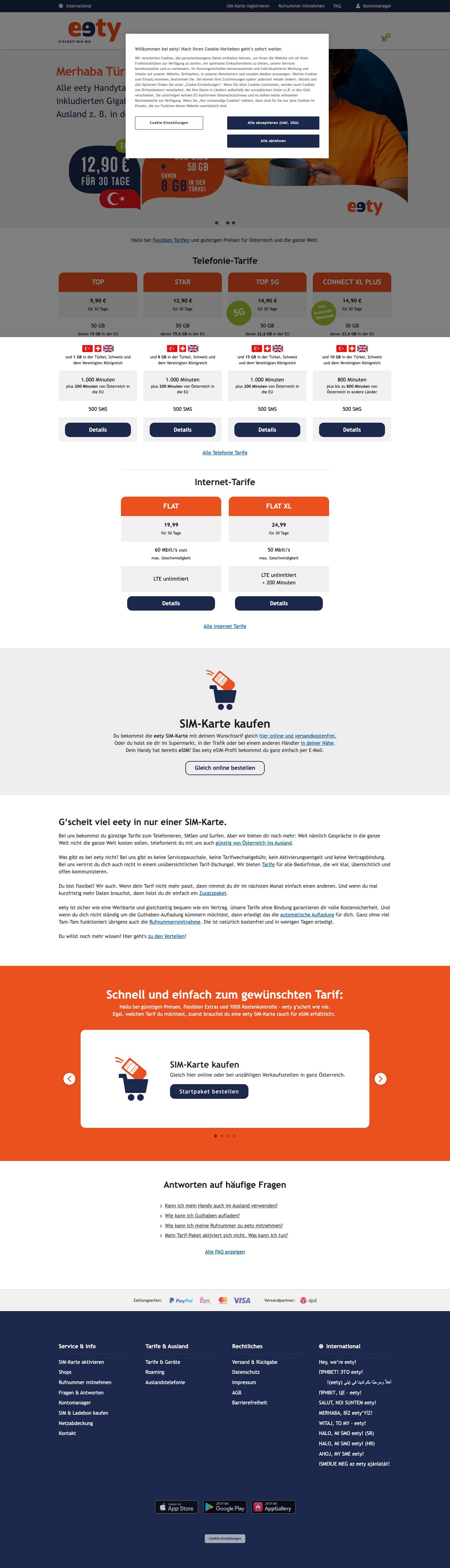 Telefonieren & Surfen zu kleinen Preisen - eety - Full Screenshot