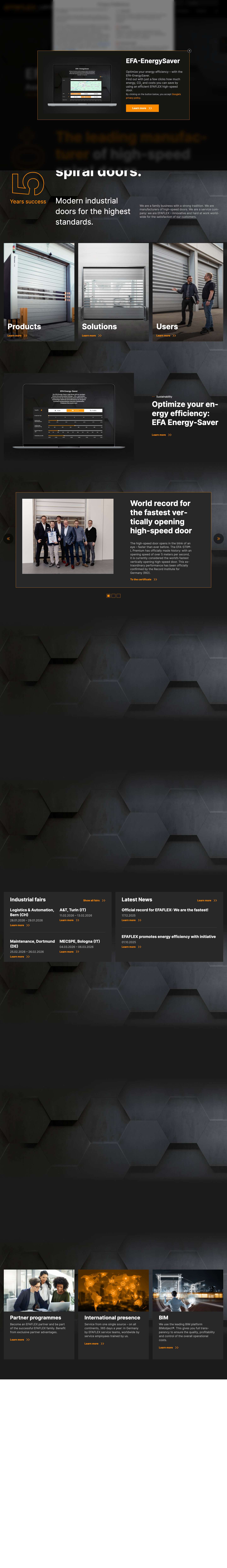 High-Speed Doors and Industrial Doors for Excellence | EFAFLEX - Full Screenshot