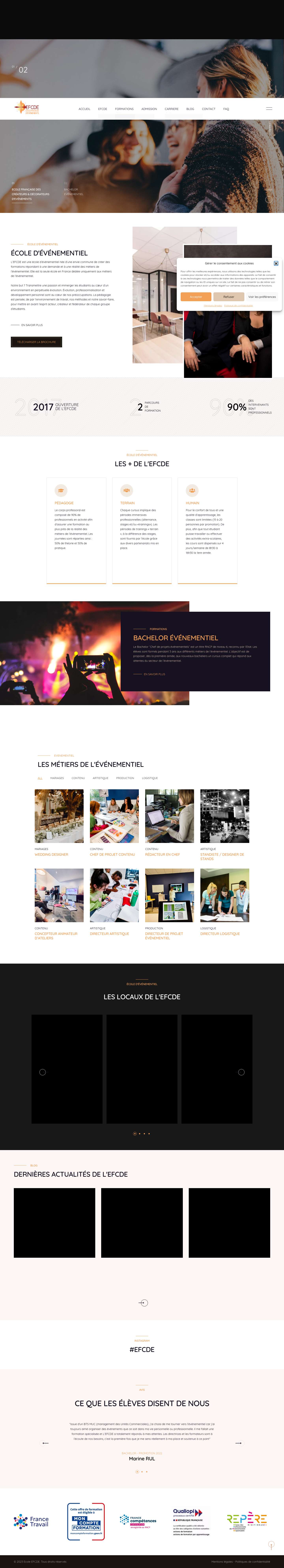 École d'événementiel - Ecole EFCDE - Full Screenshot