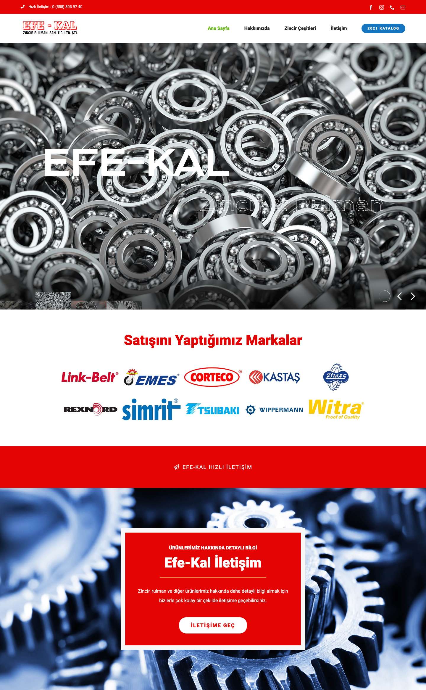 EFE-KAL – Zincir Rulman San. Tic. LTD ŞTI - Full Screenshot