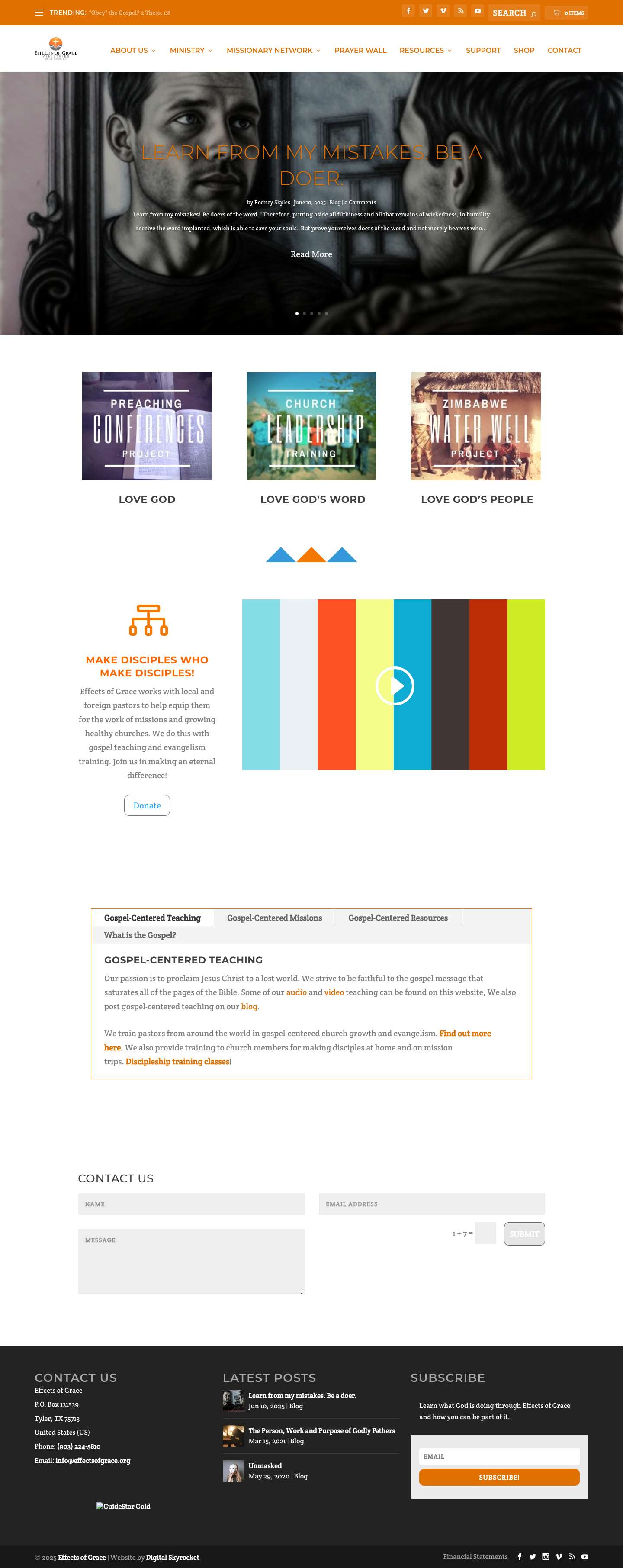 Pastor Training | Effects of Grace Ministries, Inc. - Full Screenshot