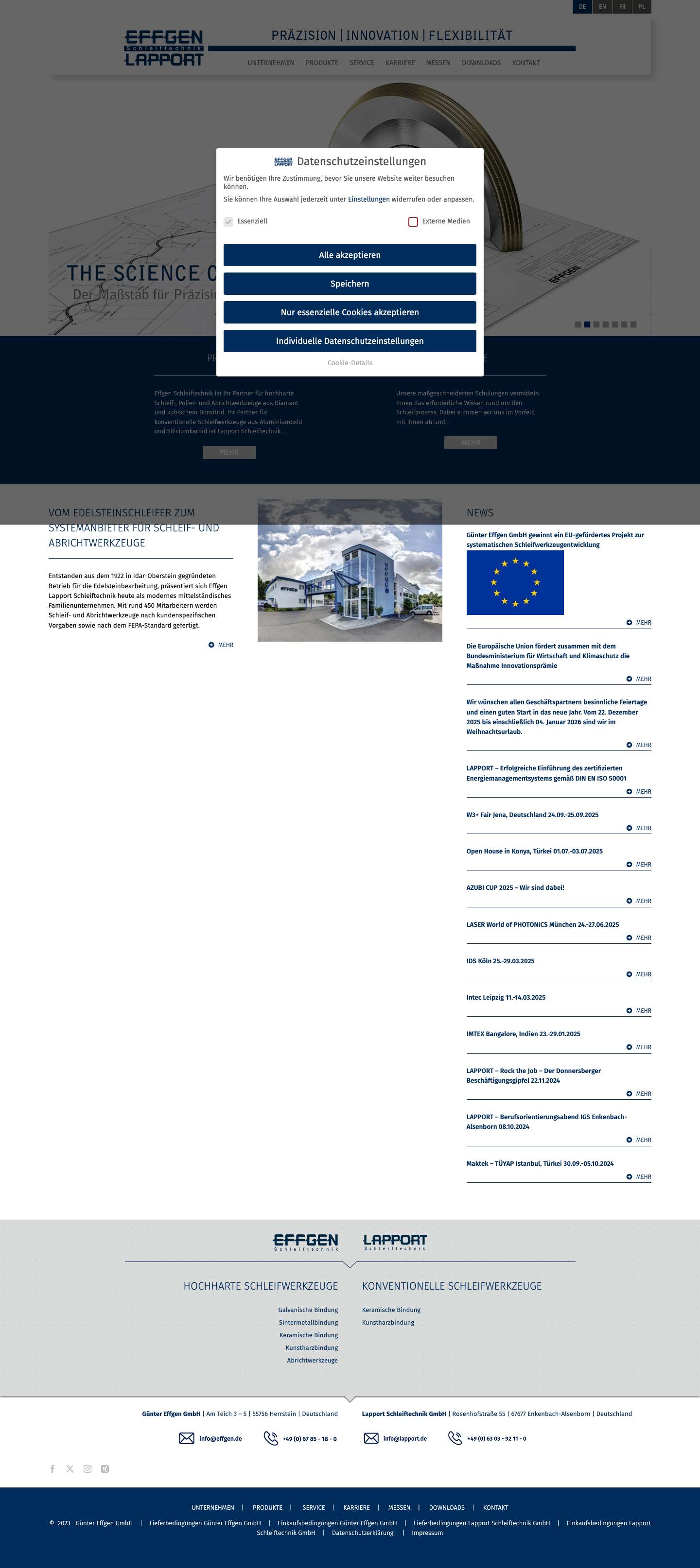 HOME - EFFGEN LAPPORT SCHLEIFTECHNIK - Full Screenshot