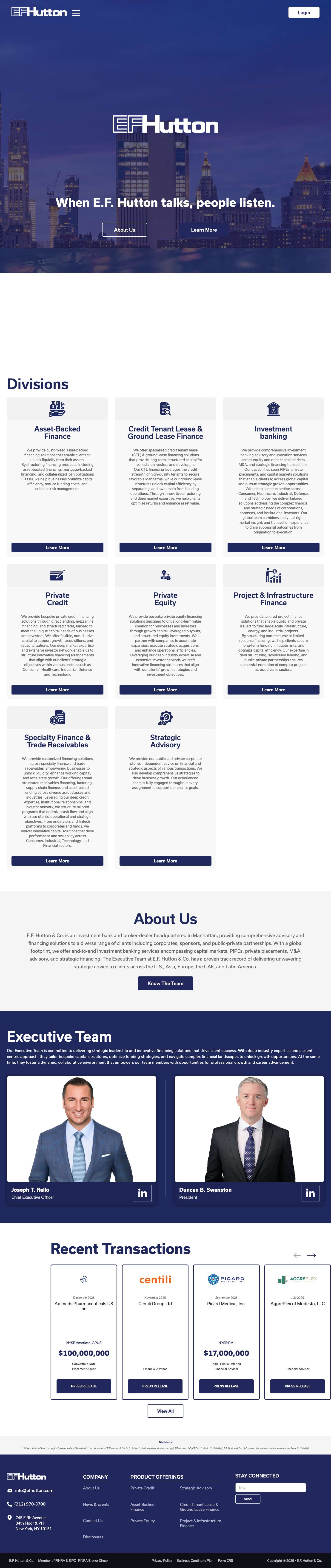 Home - EF HuttonMulti-Level Sidebar - Full Screenshot