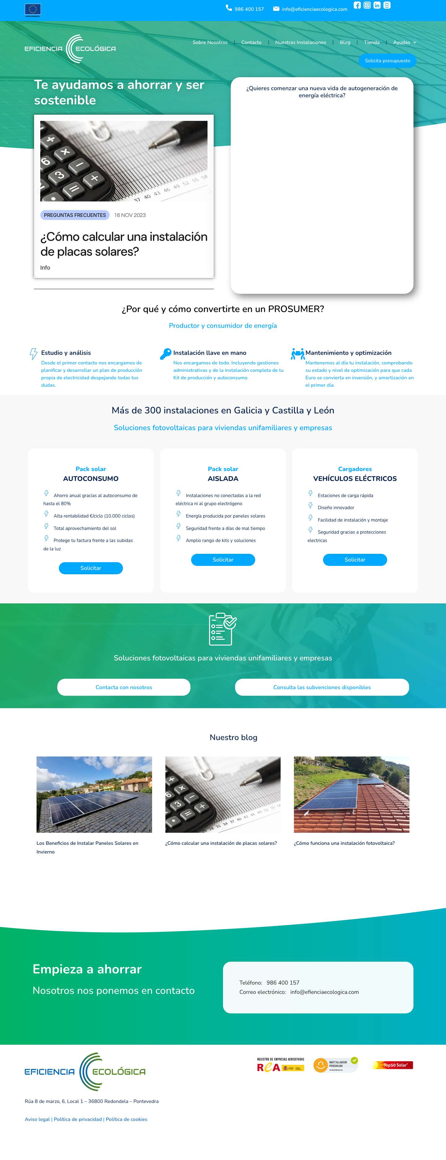 Eficiencia Ecológica - Te ayudamos a ahorrar y ser sostenible - Full Screenshot