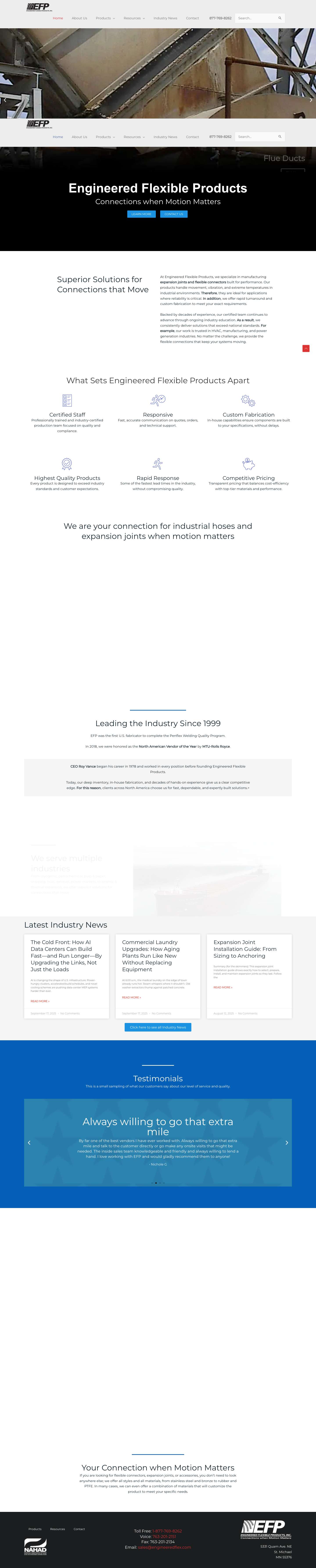 Home | Engineered Flexible Products - Full Screenshot