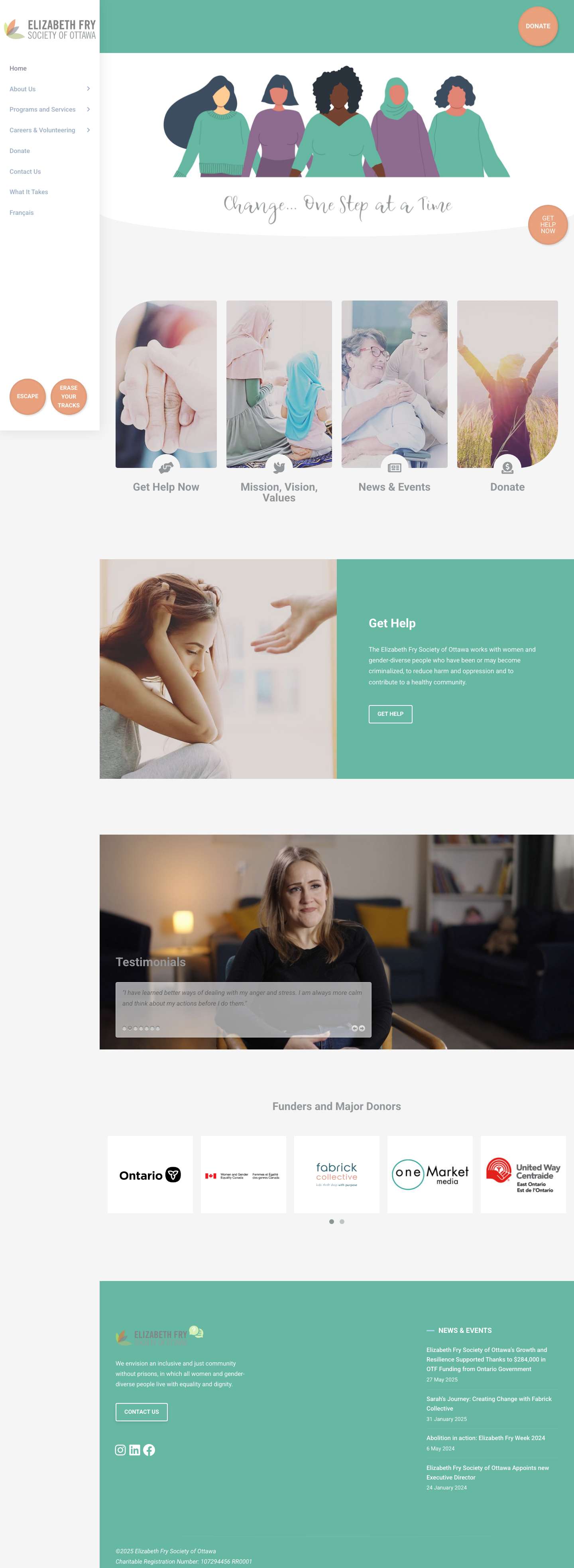 Elizabeth Fry Society – Change… One step at a time… - Full Screenshot