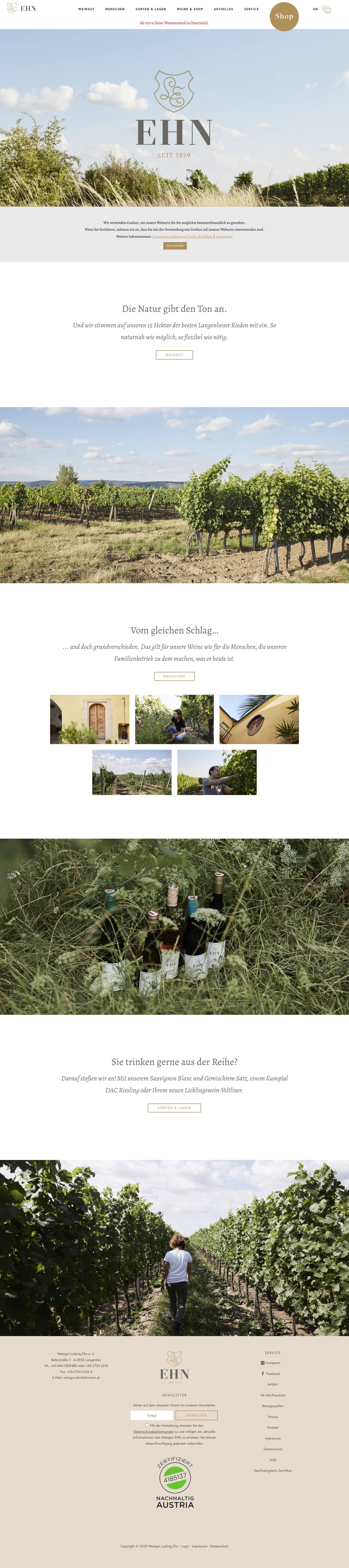 Weingut Ludwig EHN – seit 1859 Langenlois - Full Screenshot