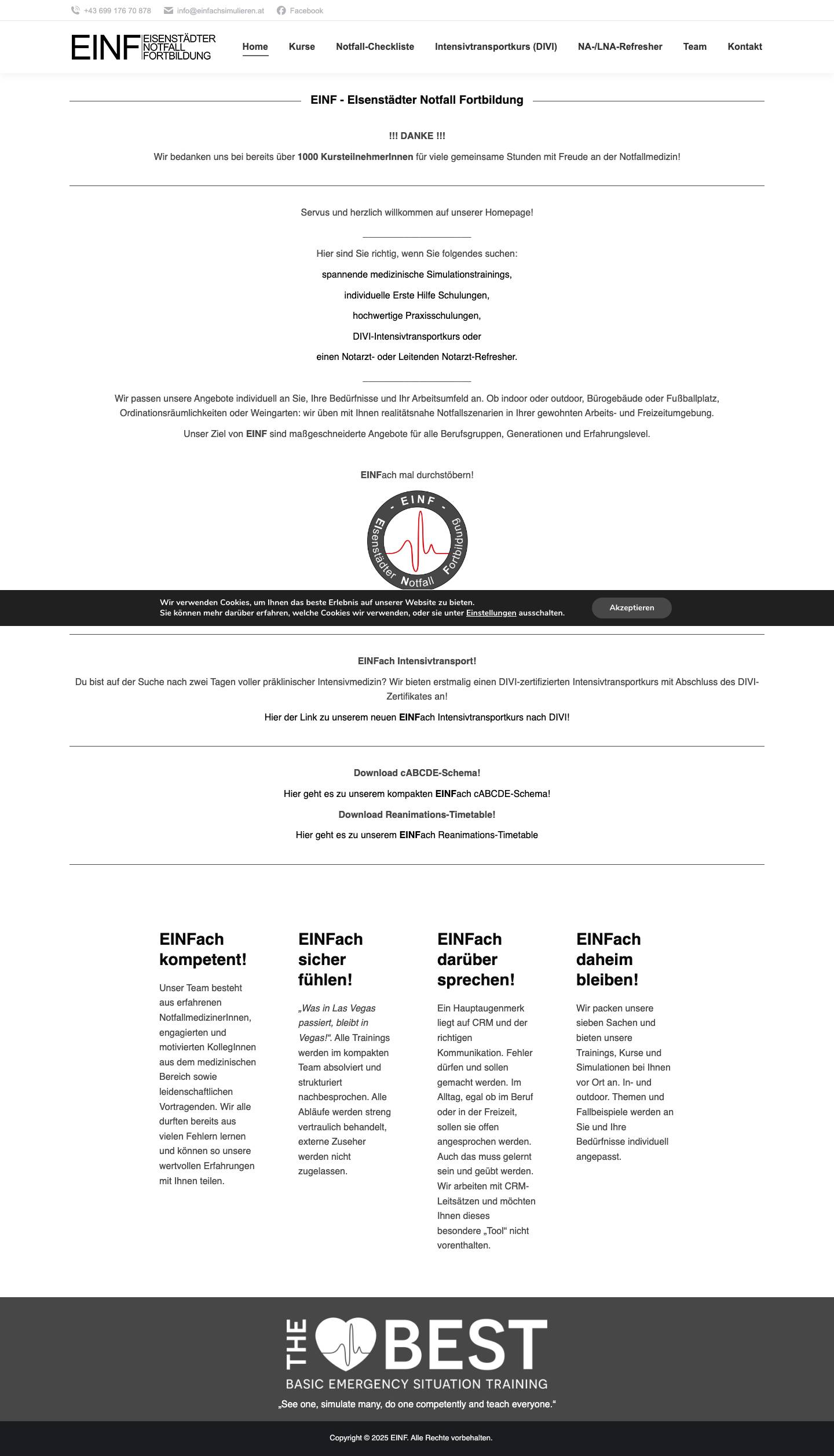 Home - EINF | EISENSTÄDTER NOTFALL FORTBILDUNG - Full Screenshot