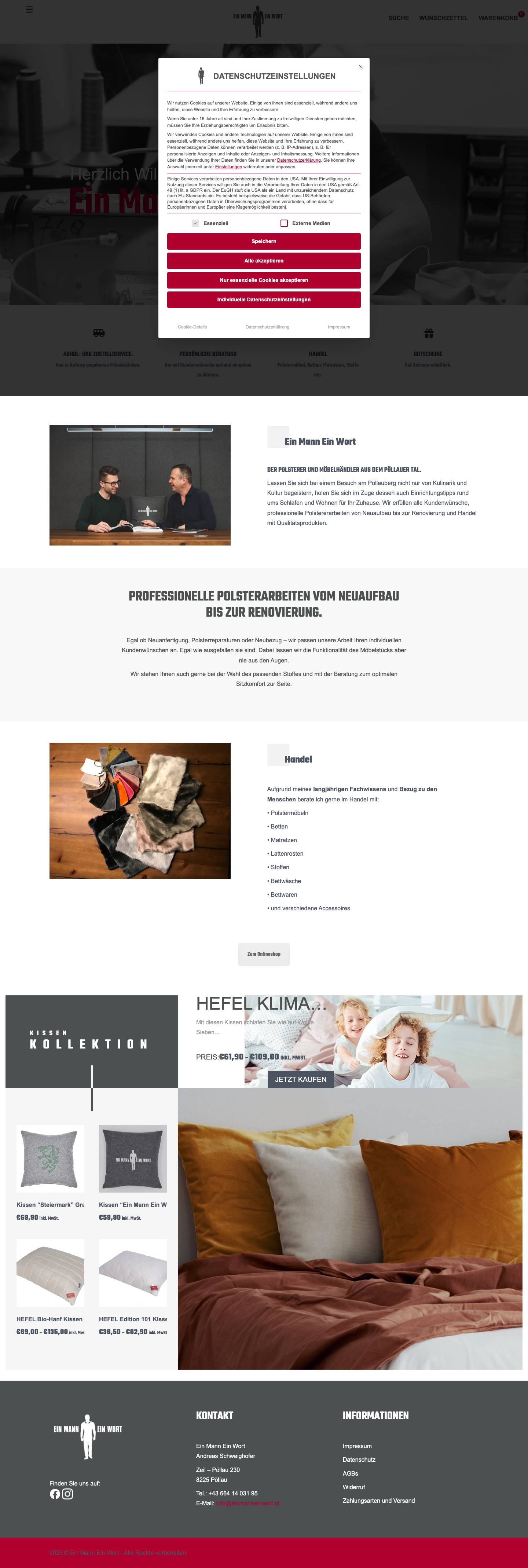 Home - Ein Mann Ein Wort | Ihr Polsterer aus dem Pöllauer Tal - Full Screenshot