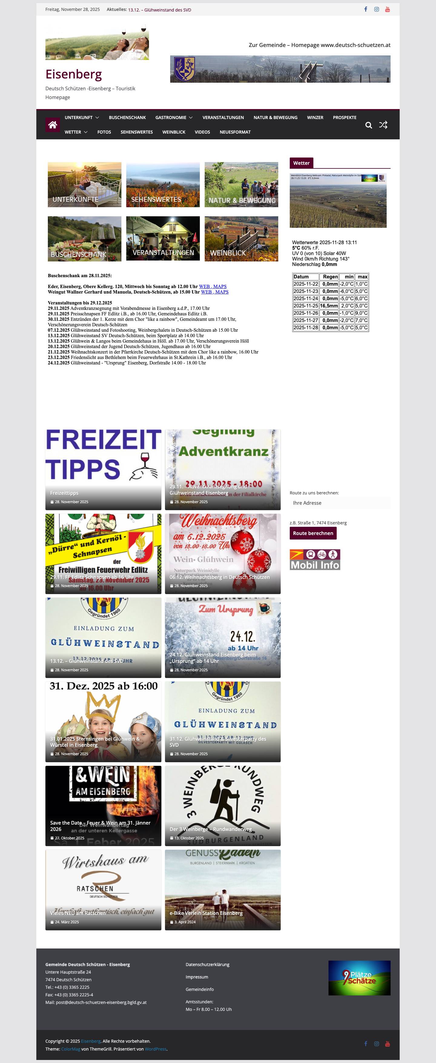 Eisenberg – Deutsch Schützen -Eisenberg – Touristik Homepage - Full Screenshot
