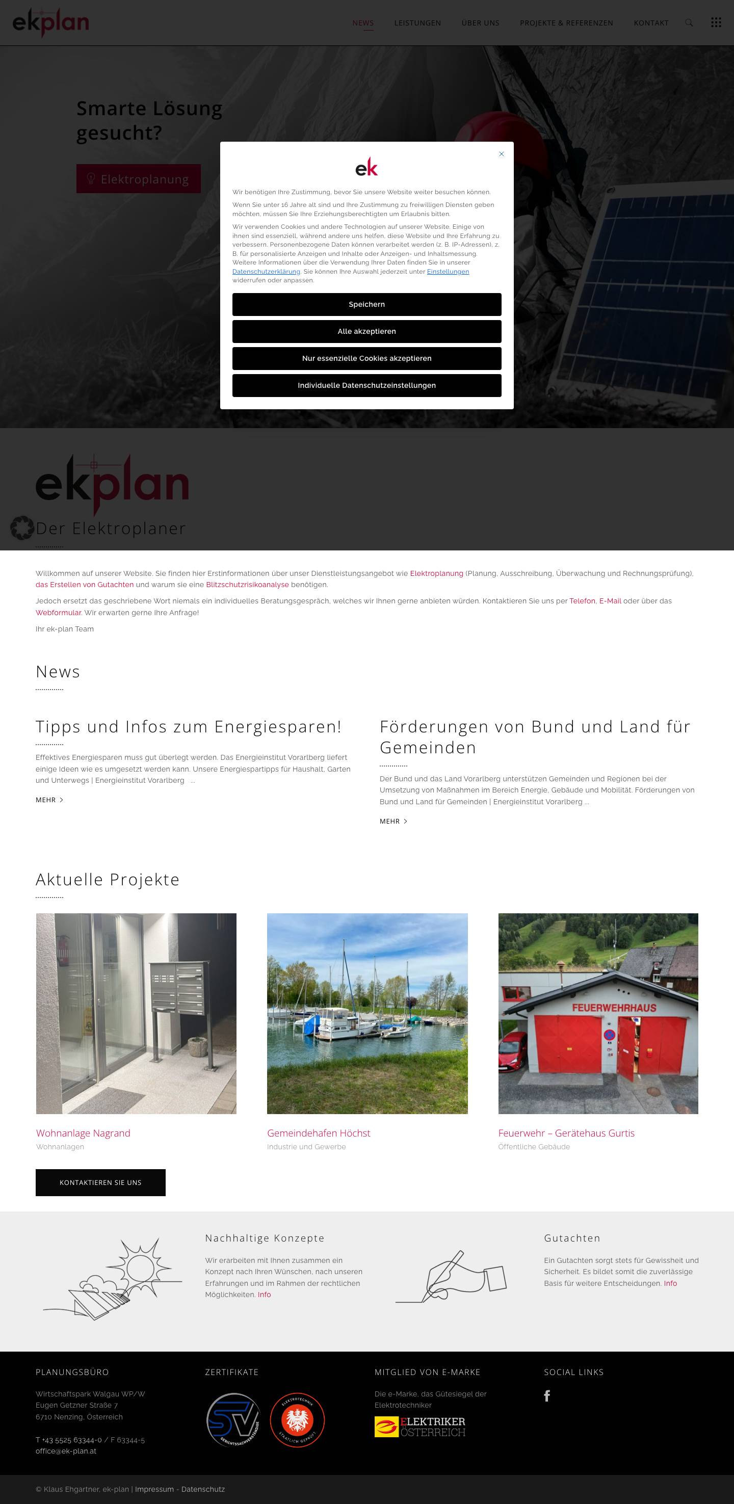 ek-plan Elektroplanung & Gutachten – Elektroinstallationen – Planung, Ausschreibung, Überwachung und Rechnungsprüfung sowie Erstellen von Gutachten - Full Screenshot