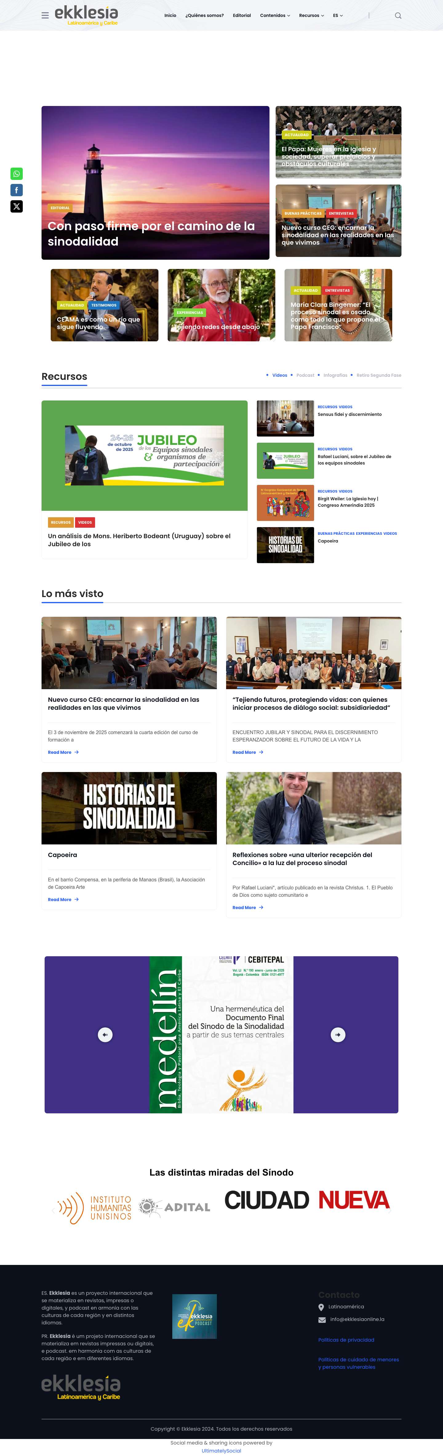 ekklesiaonline.la – Un faro sobre distintas miradas de Sinodalidad - Full Screenshot