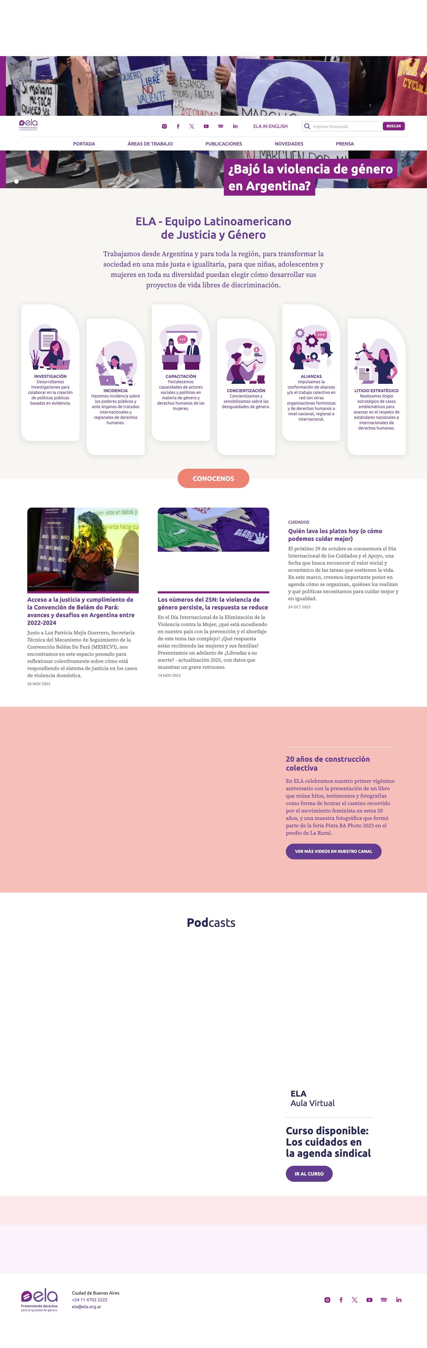 ELA - Promoviendo derechos para la igualdad de género - Full Screenshot