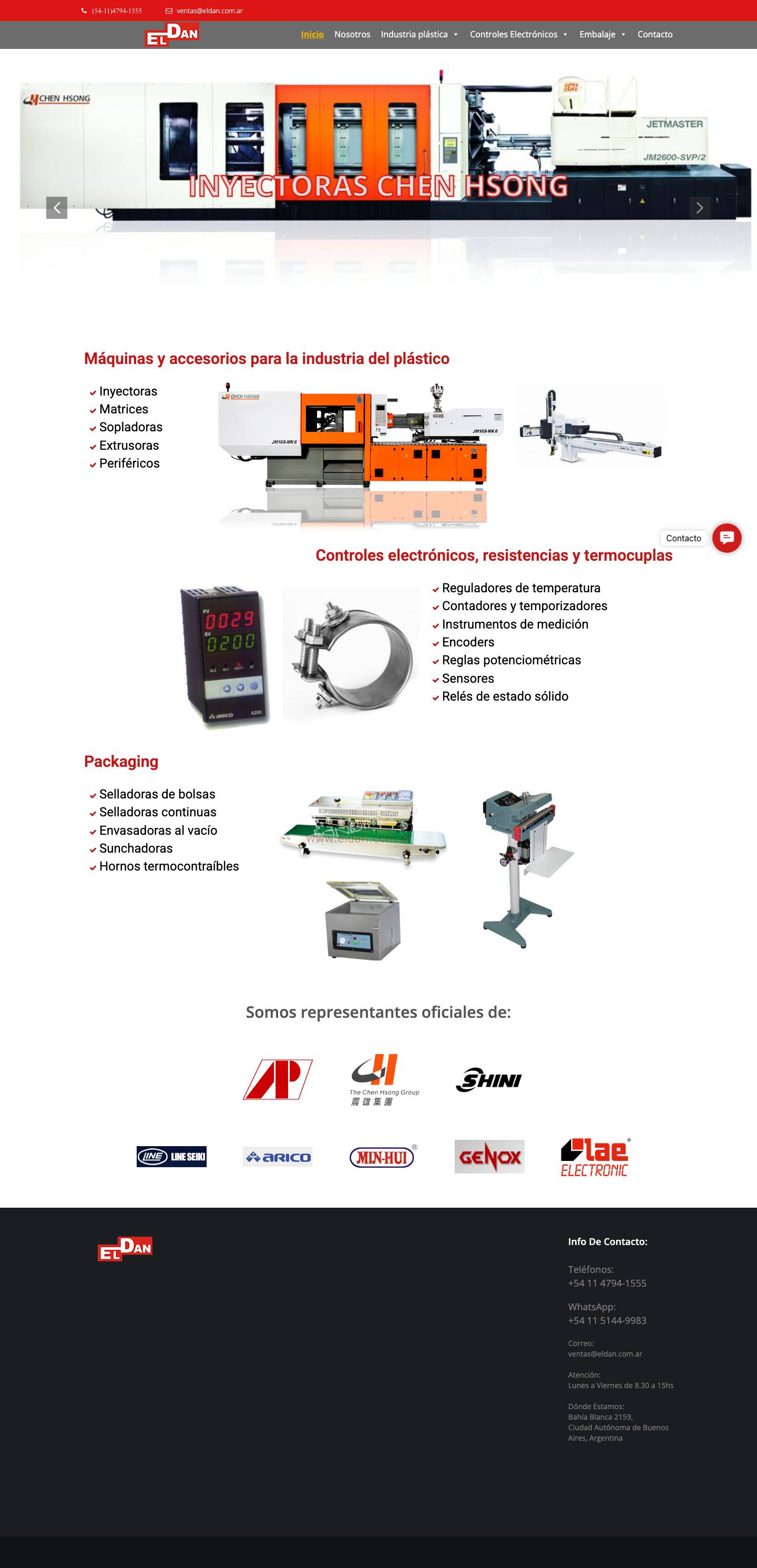 Eldan – Máquinas para la industria plástica – Inyectoras, sopladoras, moldes, accesorios para la industria plástica - Full Screenshot