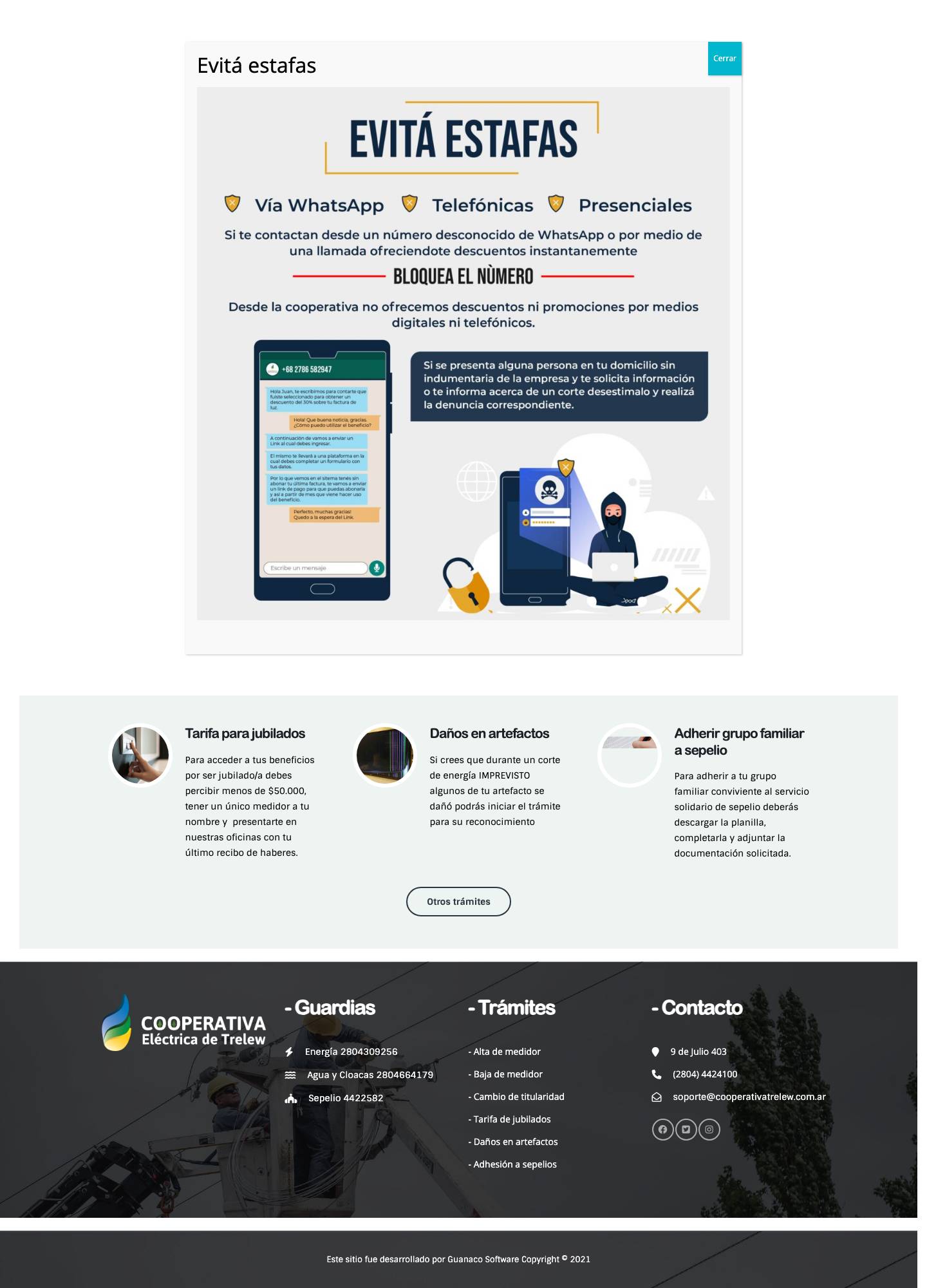 Cooperativa Eléctrica de Trelew – Cinco servicios que mejoran tu calidad de vida - Full Screenshot