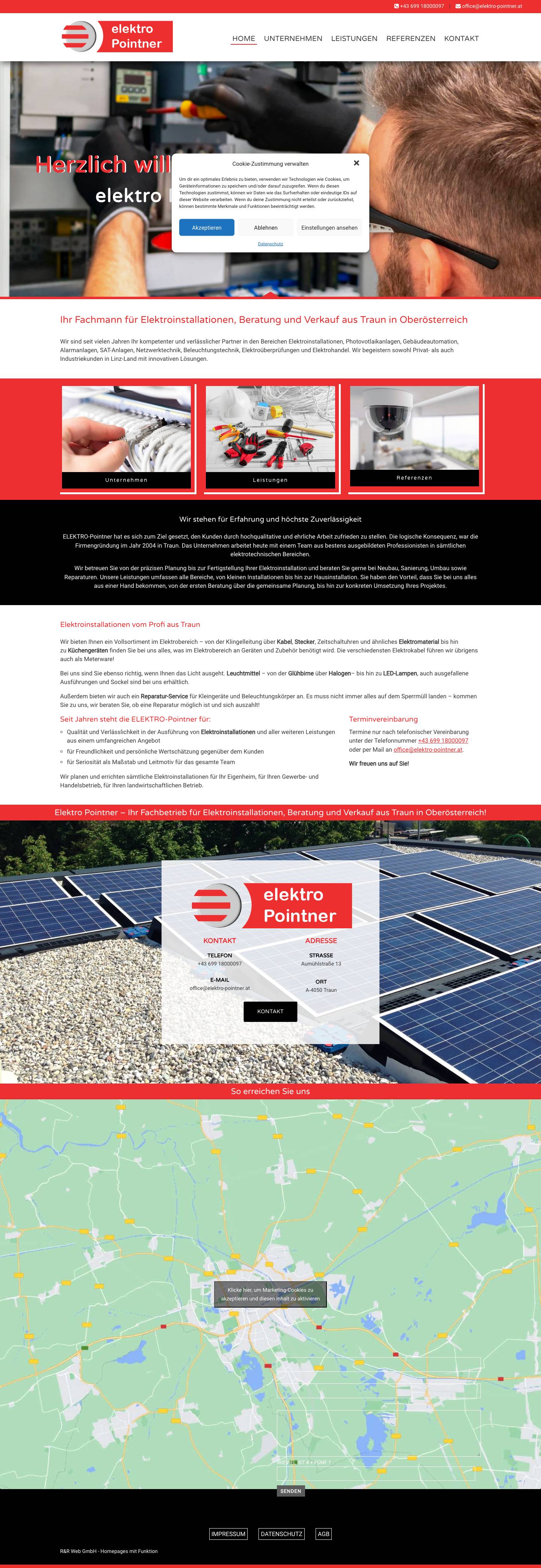 Elektro Pointner - Ihr Elektrikerfachmann aus Traun in Oberösterreich - Full Screenshot