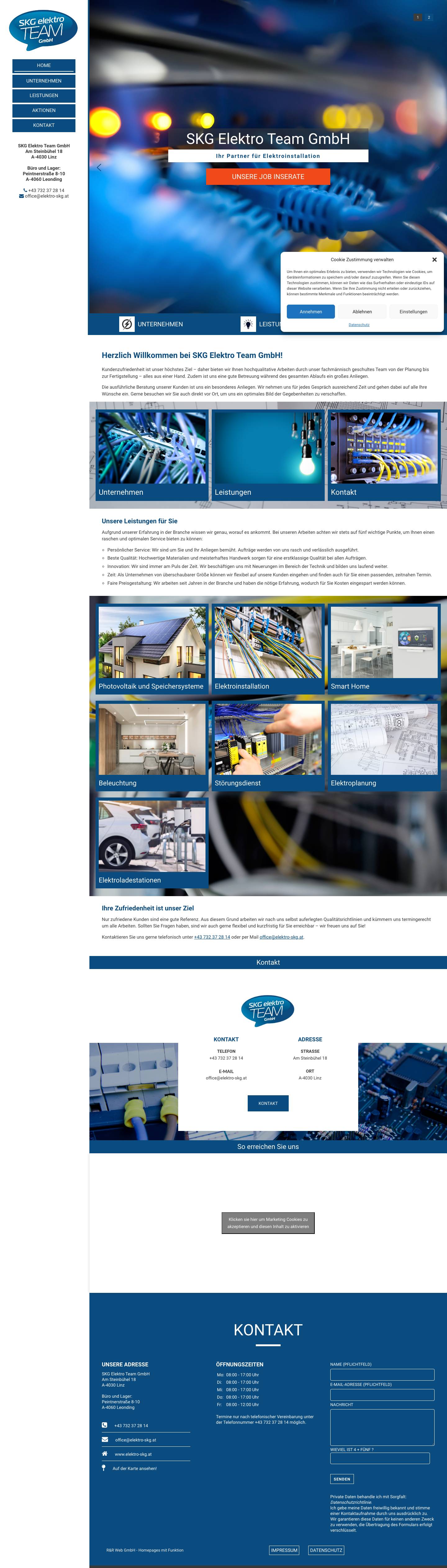 SKG Elektro Team GmbH aus der Stadt Linz in Oberösterreich - Full Screenshot
