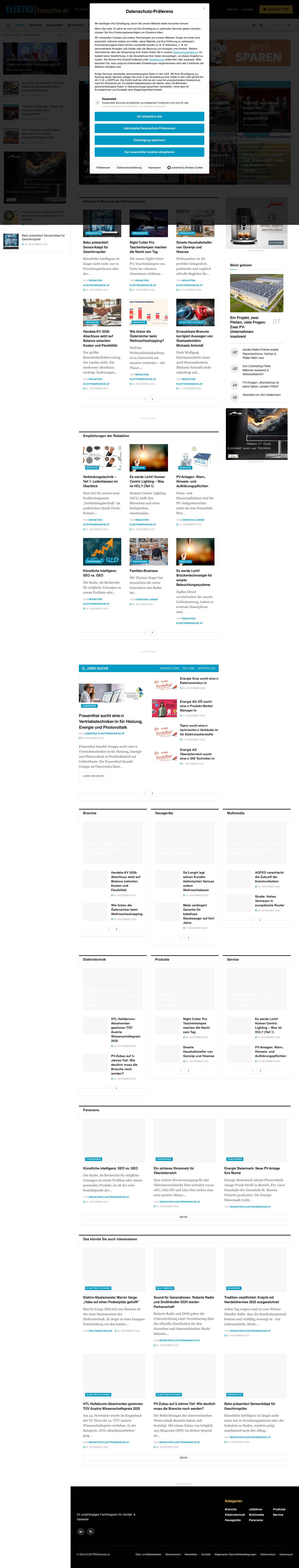 ELEKTRObranche.at: Fachmagazin für Handel und Gewerbe - Full Screenshot