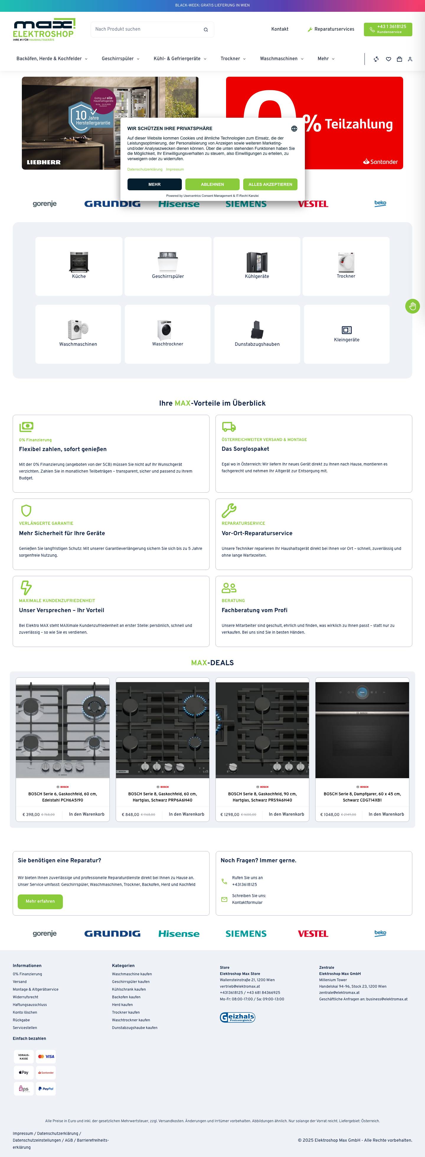 Elektroshop Max – leiwand. einzigartig. max. - Full Screenshot