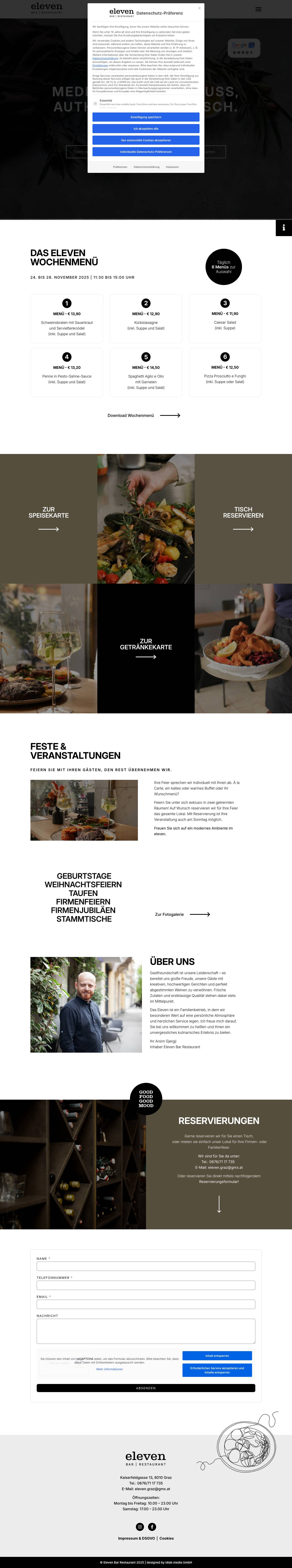 Startseite - Eleven - Bar | Restaurantclose [#fff] - Full Screenshot