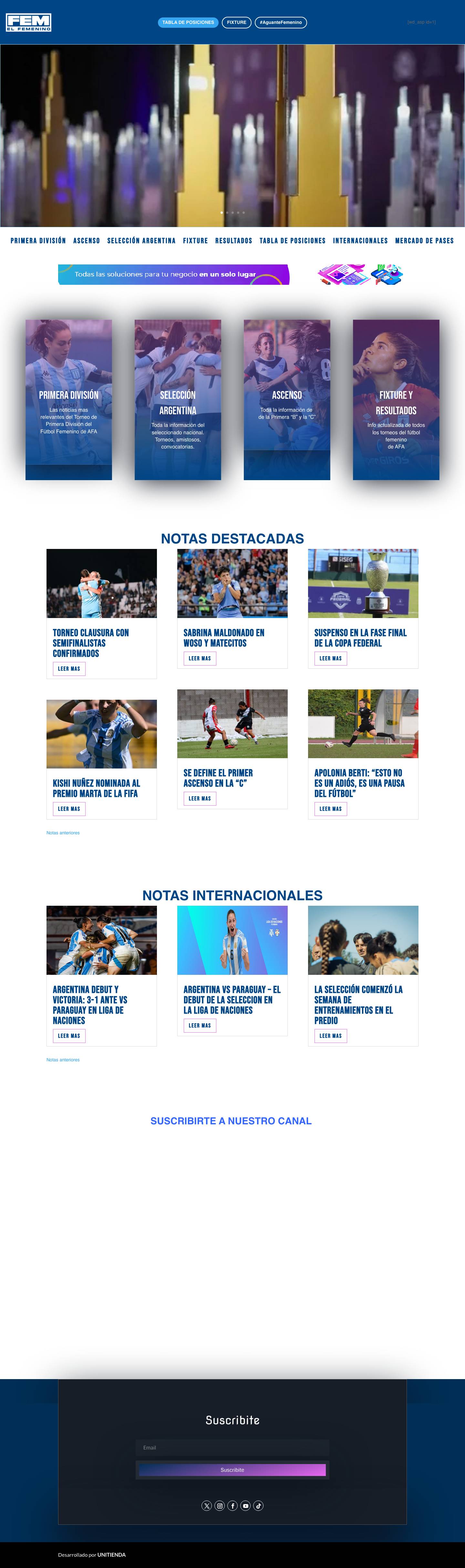 El Femenino | Toda la información del Fútbol Femenino de AFA - Full Screenshot