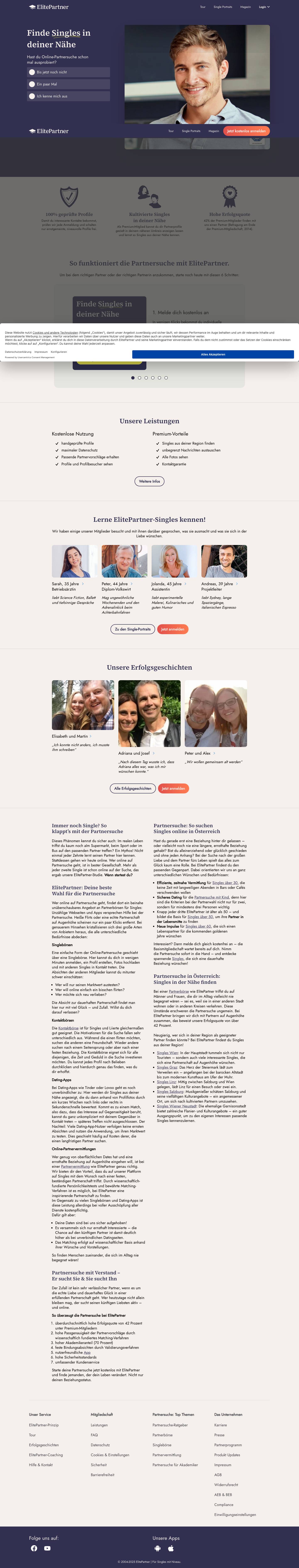 Partnersuche mit ElitePartner | für kultivierte und gebildete SinglesElitePartner Logo - Full Screenshot