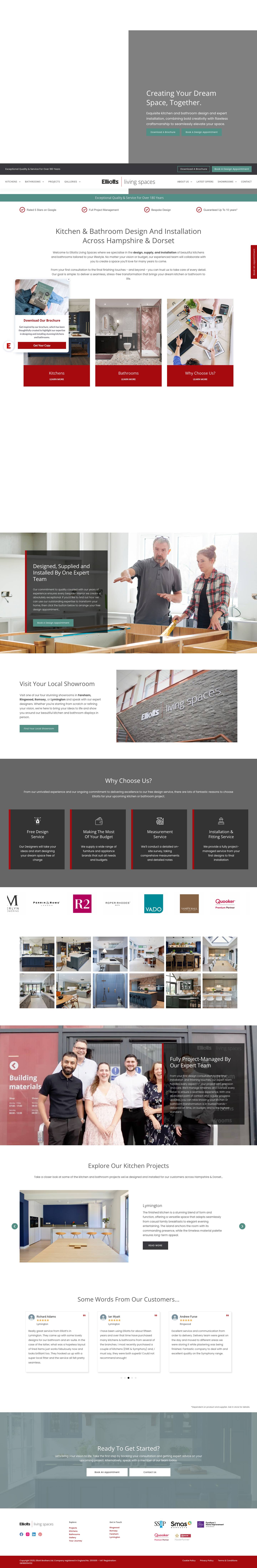 Kitchens & Bathrooms Hampshire | Elliotts Living Spaces - Full Screenshot