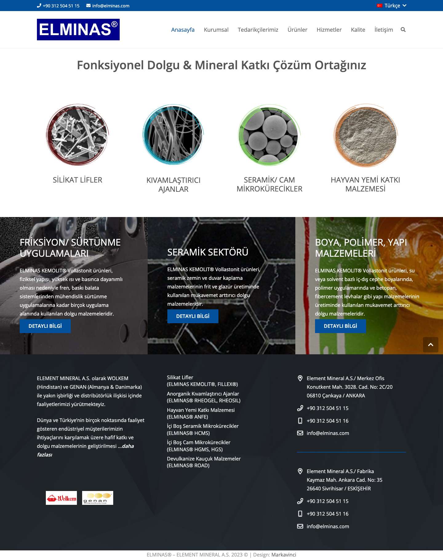 ELMINAS® | ELEMENT MINERAL A.S. - Full Screenshot