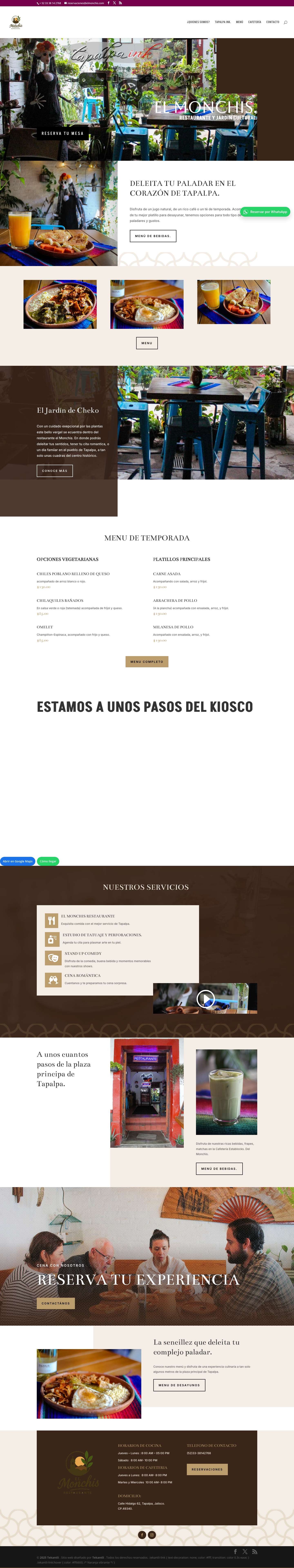 El Monchis | Restaurante y jardin cultural - Full Screenshot