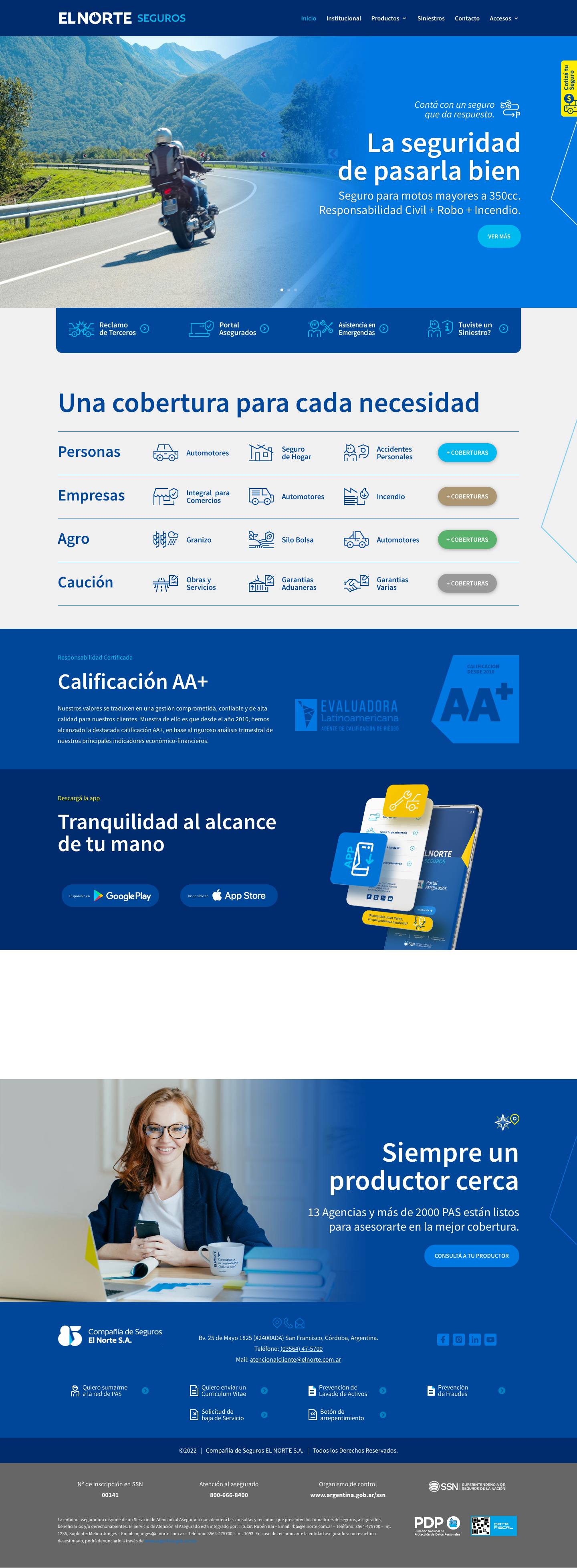 EL NORTE Compañía de Seguros - Full Screenshot