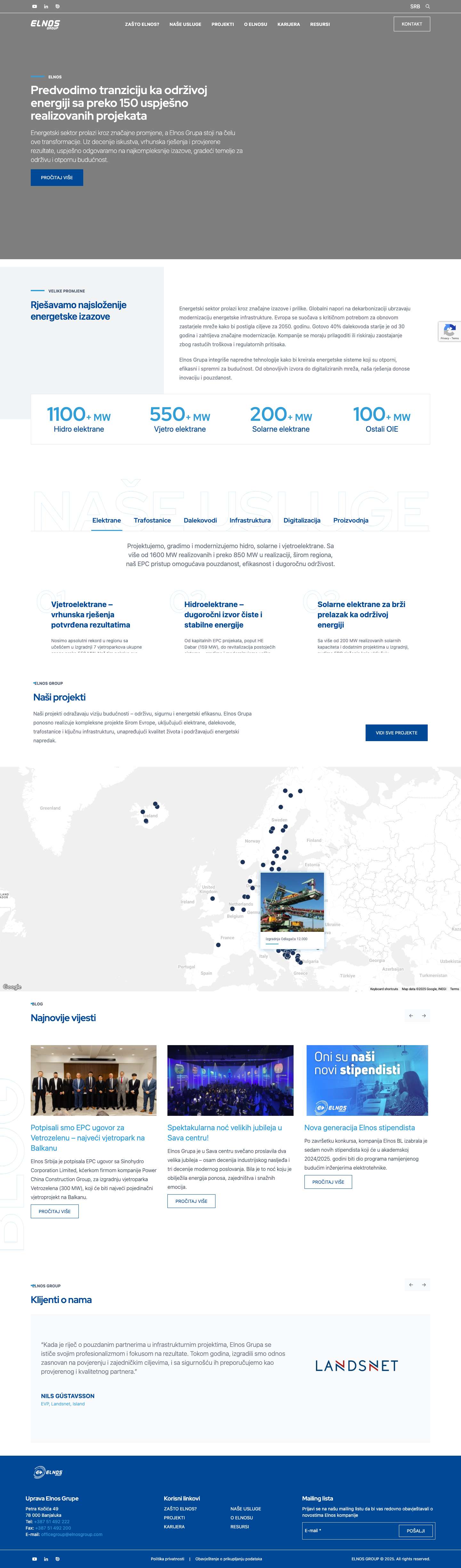 Partner za ključne energetske projekte u Evropi - Elnos Group - Full Screenshot