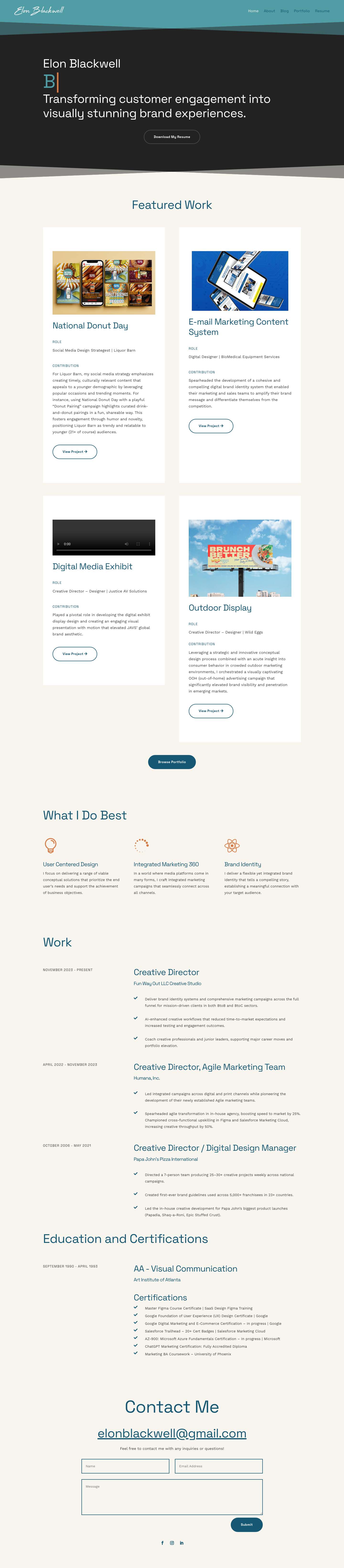 Elon Blackwell | Creative Director & Brand Architect for Vision-Led Businesses - Full Screenshot