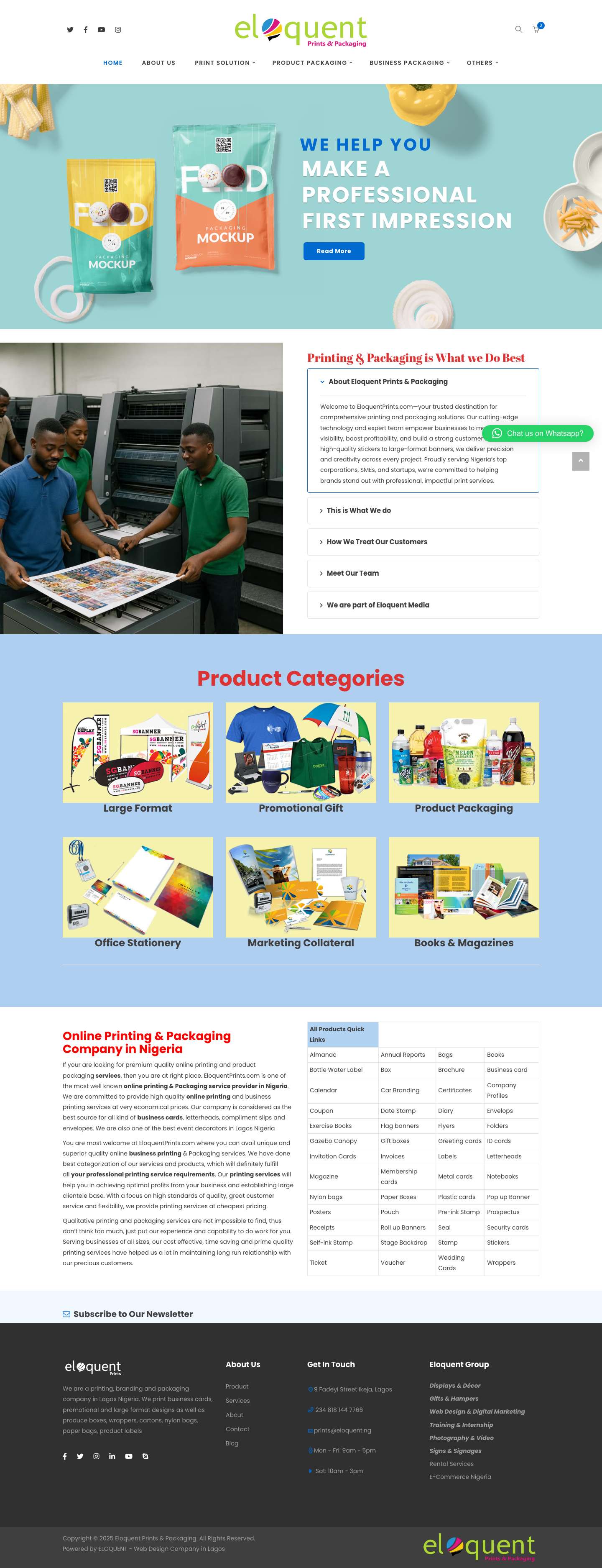 Online Printing Press in Nigeria | Where to Print Business Cards, Flyers, | Best Packaging Company in Lagos - Full Screenshot