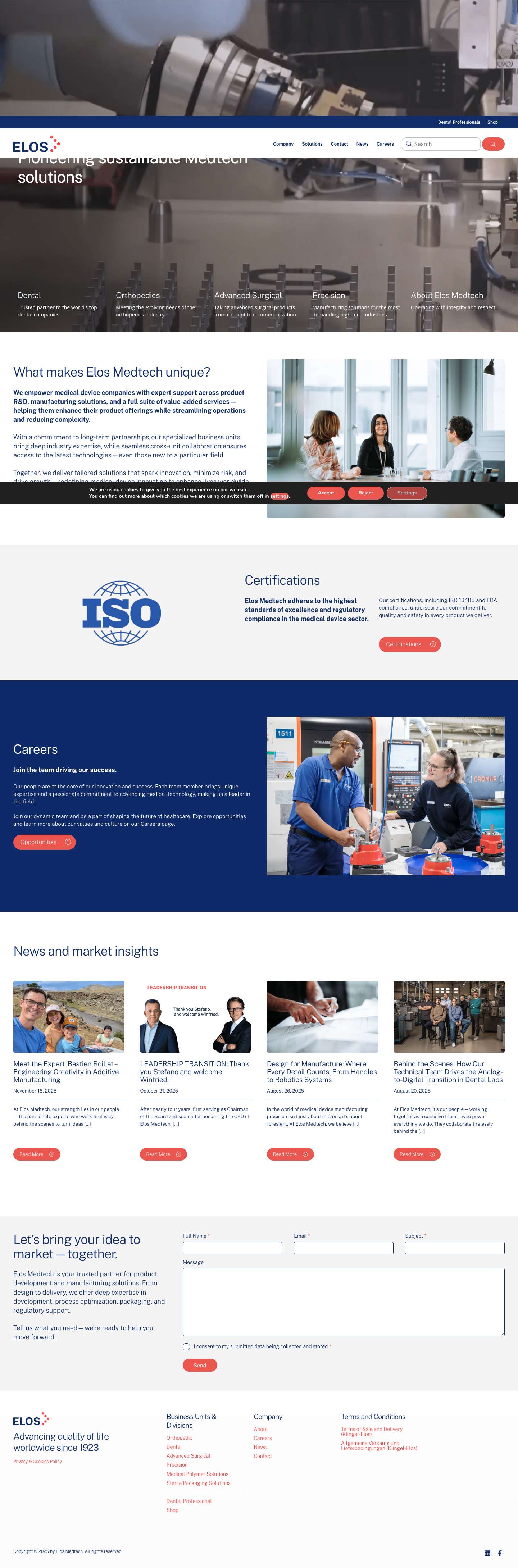 Home - Elos Medtech - Full Screenshot