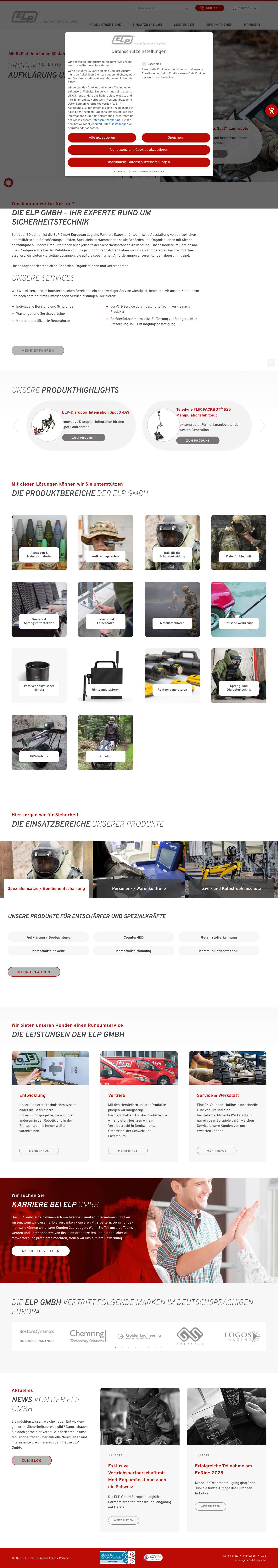 ELP GmbH | Ausstattung für die Sicherheitsbranche - Full Screenshot