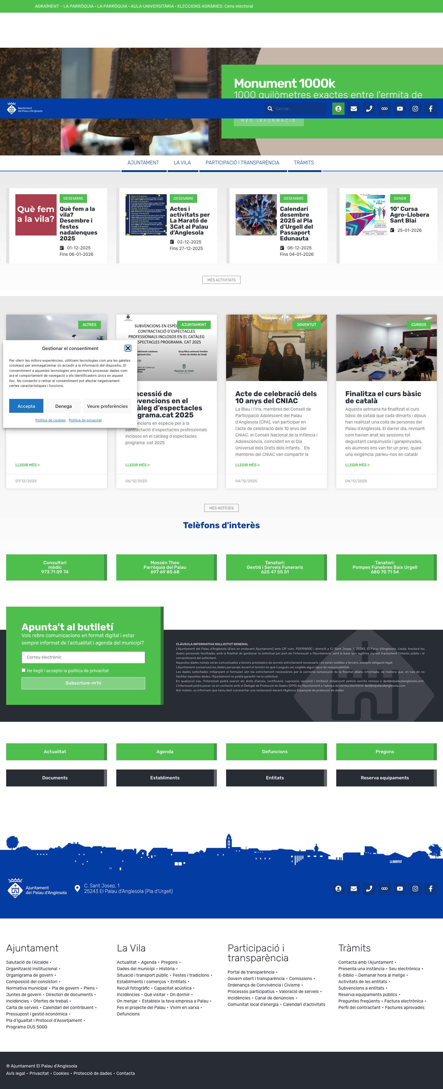 Ajuntament del Palau d'Anglesola - INICI - El Palau d'Anglesolahor_pos - Full Screenshot