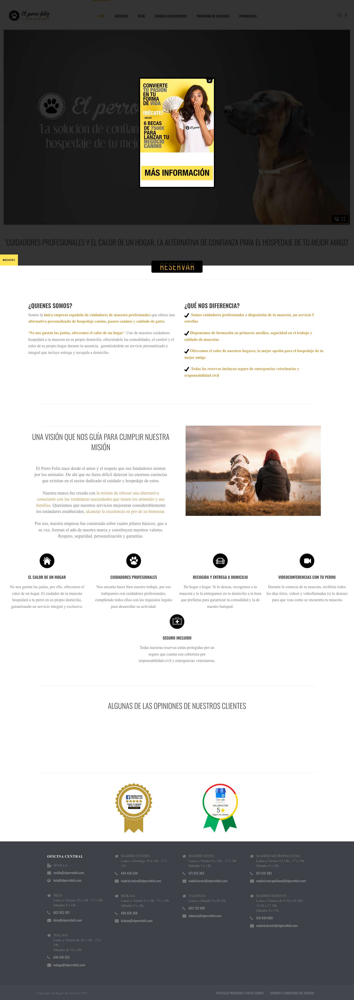 Hospedaje canino en el hogar de su cuidador, sin jaulas. - Full Screenshot