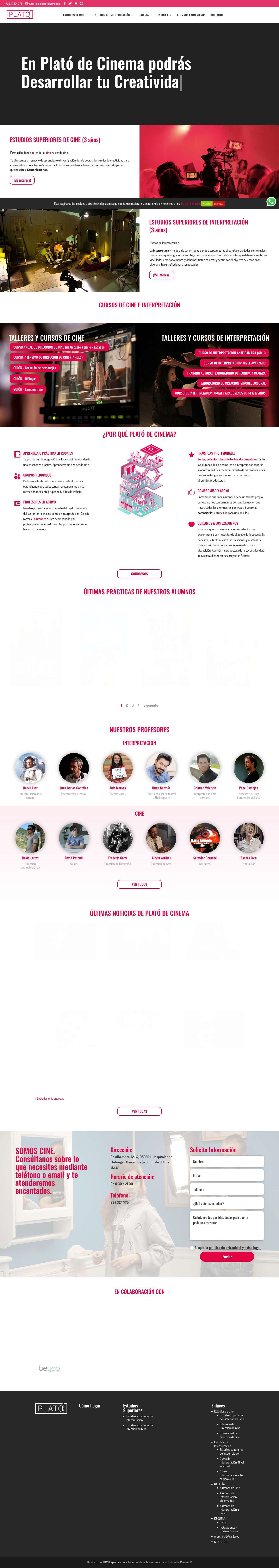 Cursos de cine e interpretación | El plató de cinema - Full Screenshot