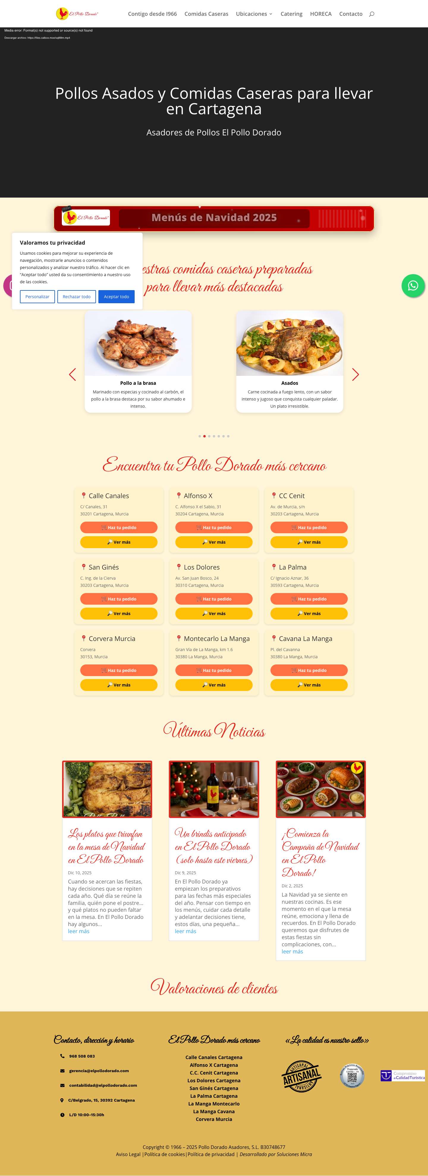 El Pollo Dorado | Pollos Asados y Comidas Caseras para llevar en Cartagena - El Pollo Dorado | Pollos Asados y Comidas Caseras para llevar - Full Screenshot